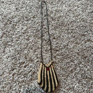 Vintage Tiny Beaded Knit Black and Gold Mini Bag